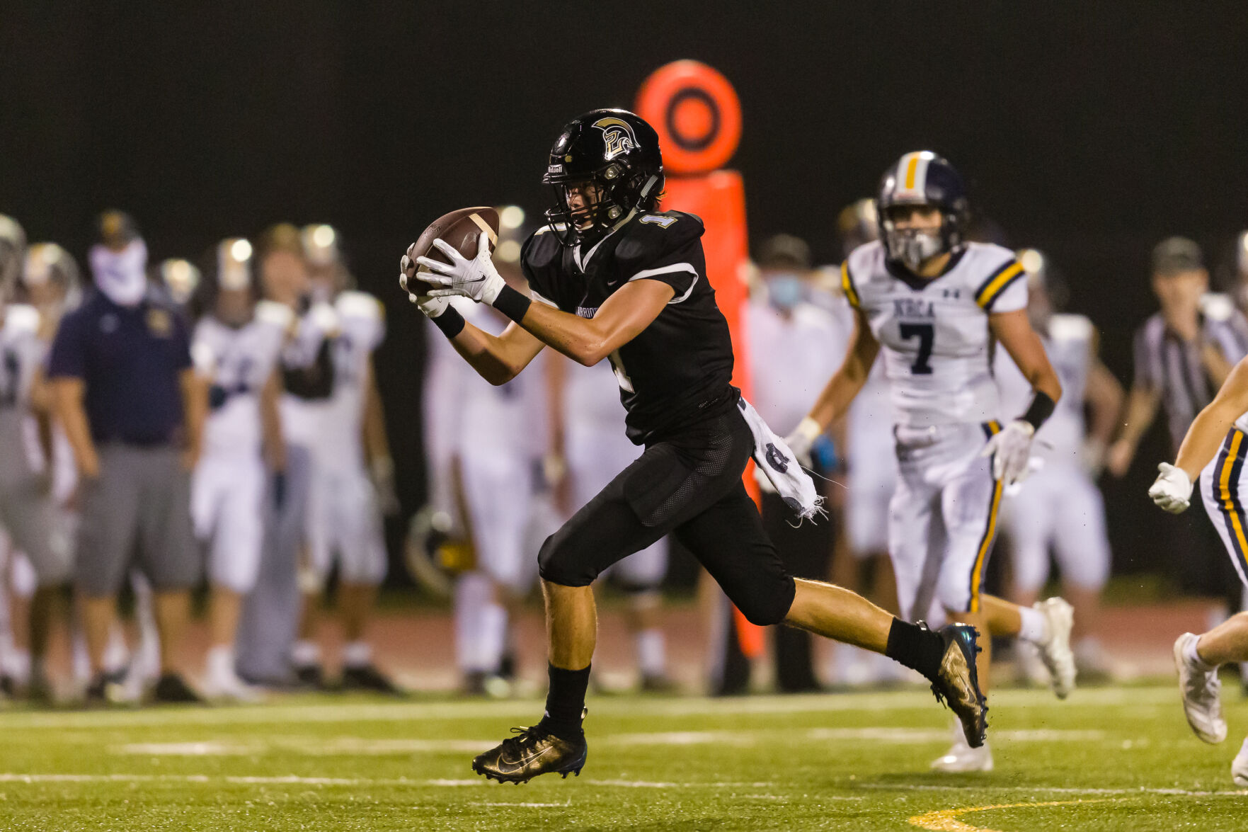 The Cabarrus Warriors (Cannon School / Concord First Assembly) defeat the North Raleigh Christian Academy Knights 21-14 on Friday Night.